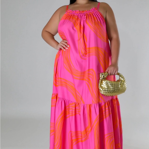 Pink and Orange Maxi Dress - Picture 1 of 2